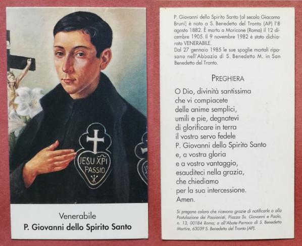 Santino holy card venerabile p giovanni dello spirito